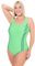 Ulla Popken Damen, Pipings, Unterbrustband, Vorderfutter Badeanzug, Kiwi, 44