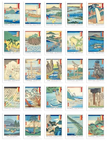 Artery8 Set Pack of 50 Utagawa Hiroshige Japanese Woodblock Ukiyo-e Collage Kit Postcards Bedroom A6 14.8 x 10.5 cm (5.8 x 4.1 Inches)