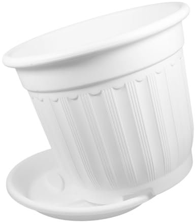 YARNOW Pots De Fleurs en Plastique Blanc pour Plantes Jardinière à Diamètre 21 Cm Hauteur 17,6 Cm Pot De Fleurs Et Facile à Déplacer Convient pour Intérieur Et Extérieur