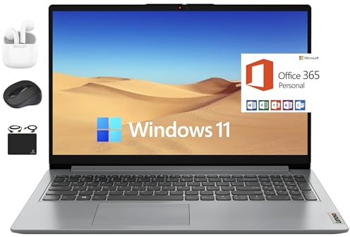Lenovo IdeaPad Newest Flagship Laptop, 15.6 HD Display, Intel Dual Core Processor Up to 2.8GHz, 8GB RAM, 256GB SSD + 128GB eMMC, 1-Y Microsoft Office 365, Wi-Fi 6, Webcam, Win 11 +HubxcelAccessory