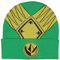Mighty Morphin Power Rangers Herren-Beanie-Mütze, grün, goldfarbene Rüstung, bestickt, Strick, Faltmanschette, OSFM, Green Ranger V1, Einheitsgröße