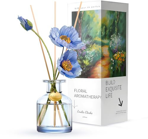 Diffuseur Parfum, Senteur Maison, Parfum Interieur Maison, Parfum de Bergamote Rose Cèdre avec des Fleurs Éternelles et Diffuseur Batonnet, Convient pour la Décoration du Salon d'Étude Bain, 120 ML