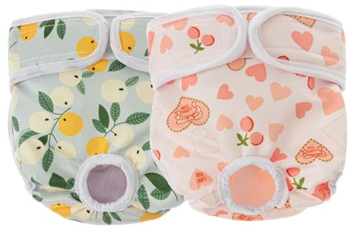 Windeln für Hündinnen und Katzen, sehr auslaufsicher, waschbar, wiederverwendbar, für Menstruation von Hündinnen, Inkontinenz, Welpen, 2 Stück