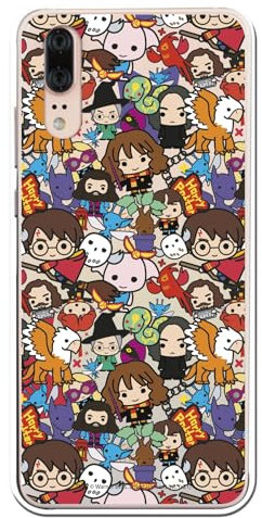 Custodia ufficiale Harry Potter compatibile con Huawei P20 con design misto di amuleti magici - Cover in silicone TPU flessibile trasparente