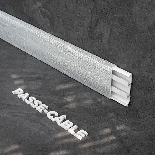Plinthe Passe-Câble PVC 80 mm - Chêne de Wallonie - 2.60 m, Lot de 5