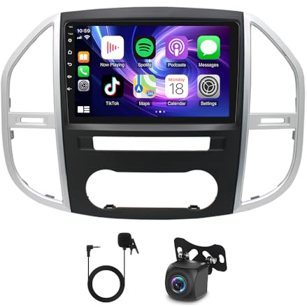 Asudaro 10-Zoll【4+64G】 Android 14 Autoradio mit Navi für Vito 3 W447 2014–2020 mit Wireless Carplay Android Auto WiFi FM/RDS+Rückfahrkamera&Mic