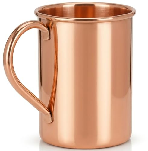 NZM Moscow Mule Mug (16 Oz), Smooth Finish Copper Mug | Solid Copper Mugs for Moscow Mule, Iced Coffee, Cocktails, Chilled Drinks with Ayurvedic Health Benefits.