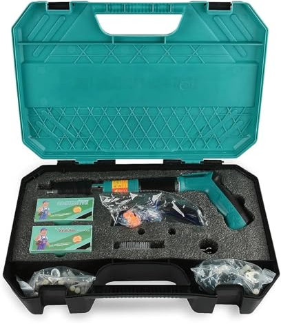 TIEOAXFT Concrete Nail Gun Set Portable Nail Shooting Machine With Nails Tool Bag Household Decor Wall Anchor Wire Slotting Device(Green nail gun)