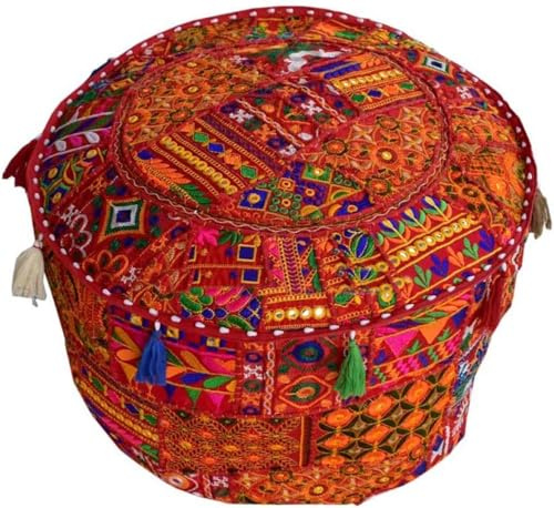 Arprani Ottoman Pouf Cover Dekorative Patchwork Bequeme Ottomane Ethno Baumwolle Kissen Sitzsack Designs Boden Bestickt Pouf Bezug