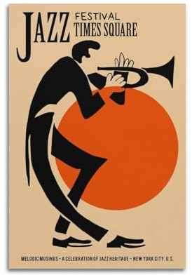 HSUREWTRK Jazz-Festival-Poster, ästhetische Wandkunst, Leinwand, dekoratives Gemälde, Vintage-Poster für Wohnzimmer, Schlafzimmer, Dekoration, 30 x 45 cm, ungerahmter Stil