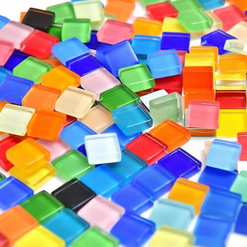 1200 Stück Mosaikfliesen, Bunt Glas Mosaiksteine Mini Mosaik Steine Kristall Glassteine Fliesen zum Basteln für DIY Badezimmer Küche Heimdekoration