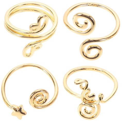 Toyvian Verstellbares Zehenring mit Zirkonia, 4 Stück, Gold