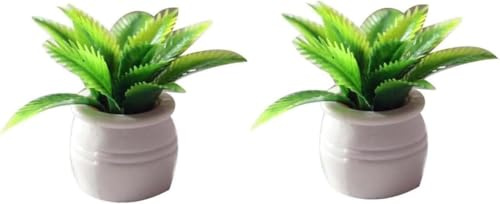 2 Pieces Dollhouse Decoration Plant Pots Miniature Green Potted Bonsai Model Dollhouse Accessories Decor,1:12 Scale Doll House Miniature Plant Model, DIY Decoration Props Accessories