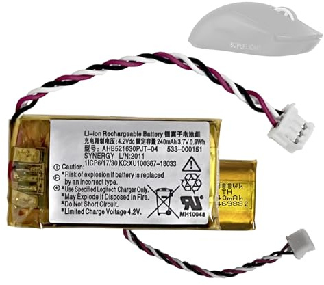 HIGHAKKU Ersatzakku Batterie 533-000151 kompatibel mit Lo-gitech MX Vertical/G PRO X Superlight/G PRO X Superlight 2 Wireless Gaming Mouse 533-000208,533-000211 AHB521630