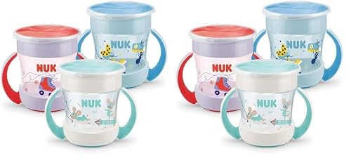 NUK 194398 Magic Cup Mini + 6M 160 ml, farblich sortiert, verschiedene Sticker-Designs (sortiertes Model) (Packung mit 2)