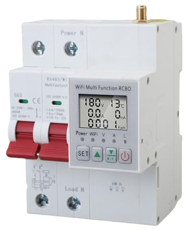 Hyuduo 63A WiFi Smart Circuit Breaker, PC-Material, Echtzeitüberwachung, Auslaufschutz, für die Elektrische Sicherheit zu Hause