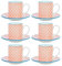 Nicola Spring 12 Piece Hand-Printed Espresso Cup & Saucer Set - 65ml - Orange - Herbal Tea Coffee Mugs with Plates