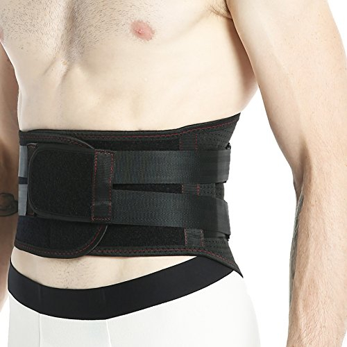 NEOtech Care - Rückenstütze - atmungsaktive & verstellbare Stützung - doppelte Kompressionsriemen (Schwarz, XXL)