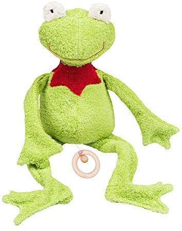 Efie Bio - Spieluhr Schlenker Frosch, kontrolliert biologischer Anbau (organic), Made in Germany, GOTS zertifiziert, nachhaltig, Melodie Brahms (Guten Abend, gute Nacht)