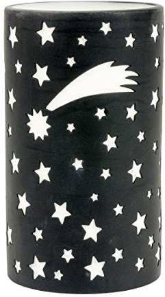 Windlicht aus Porzellan, schwarz/weiß, 12,5 cm (Sternenhimmel)