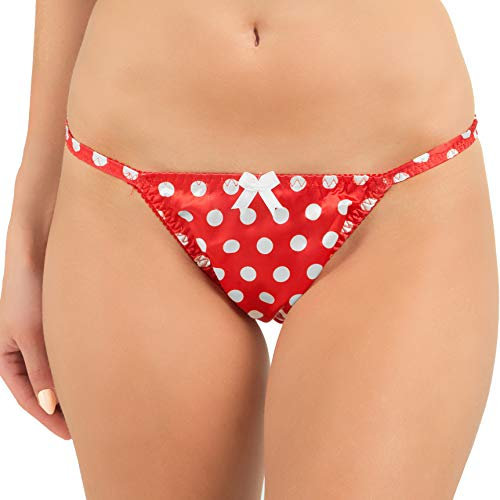 Satini Mutandine a Pois in Raso Bikini Sottogonna (A Pois - Rosso, S)