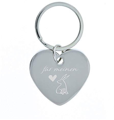 Herz Schlüsselanhänger - Für meinen Hasen - Silberglänzend - Metall - Geschenkidee mit Gravur auf der Vorderseite - Jahrestag - Geburtstagsgeschenk - STEMPEL-FABRIK