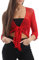 Love My Fashions® Women’s Fish Net Knitted Tie Up Bolero Shrug Top Ladies 3/4 Sleeve One Size Fits All Red