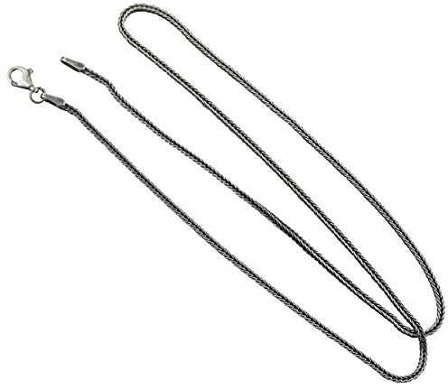 FashionJunkie4Life Halskette aus Sterlingsilber, 1,5 mm, quadratisch, Fuchsschwanz, Antik-Finish, 40,6 cm, 45,7 cm, 50,8 cm, 61 cm, 76,2 cm, 16 inches, Metall