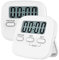 NIAGUOJI Lot de 2 minuteurs de Cuisine numériques avec Compte-rebours magnétique avec Alarme Forte, Gros Chiffres, Support arrière, Trou de Suspension pour Cuisine, Douche, Salle de Bain(Blanc)