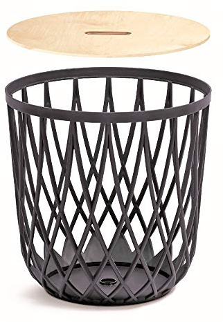Multifunktionskorb 55L Prosperplast Uniqubo aus Kunststoff in der Farbe Anthrazit 44,7 (Länge) x 44,7 (Breite) x 45 (Höhe) cm mit Holzdeckel