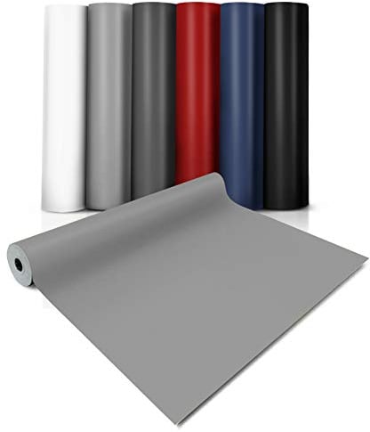 Expotop CV Cushion Vinyl Flooring, Plain Colour PVC Flooring Roll, Multipurpose Floor Cover for Kitchen Bathroom Home, Non-Slip Abrasion-Resistant (200 x 200 cm, Light Grey)