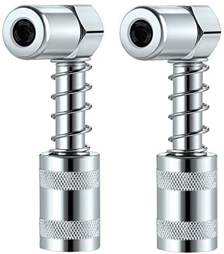 Silver 90 Degree Grease Coupler Gun Adapter 90 Degree Grease Gun Coupler Grease Gun Fittings Grease Gun Tips 3 Jaw Angle Swivel Snap Right Fitting Tool for Farm Truck Auto Industrial Use(2 Pieces)