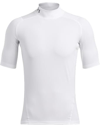 Under Armour Men's UA HG Armour Comp Mock SS, Mock Neck Running Top, Super-Light HeatGear Compression Tshirt, Sweat-Wicking and Fast-Drying Polo Neck for Sports White