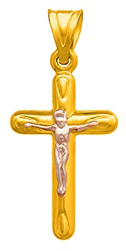 Kreuz Anhänger Gold Gelbgold Weißgold 333 8K Goldanhänger Kettenanhänger für Damen Mädchen Jungen Kinder