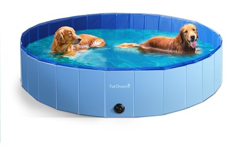 Furdreams Piscina plegable para mascotas, bañera de plástico duro para perros, portátil multifuncional al aire libre de PVC antideslizante para niños, disfruta del brillo del verano en tu jardín, para