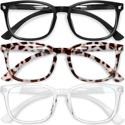 CCVOO 3 Pack Blue Light Blocking Reading Glasses, Anti Headache/Glare/Eye Strain Readers Computer Eyeglasses Women/Men (3 Pack Mix,1.5)
