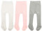 Zando Collants pour bébé fille - En coton - Pour enfant, 3 paires rose blanc et gris clair, 6-12 Mois