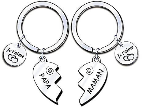LUODAN Cadeau Papa Maman Porte-clés Je t'aime Fête des Pères/Fête des mères Porte-clés,Cadeau pour Papa Maman,Femme Homme Cadeau,Cadeaux Papa Maman Anniversaire