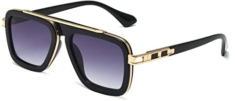 Long Keeper Retro Sonnenbrille Eckig für Herren Damen Klassisch 70er Sonnenbrille Pilotenbrille Metallrahmen Brille Quadratisch mit UV400 Schutz, 52MM