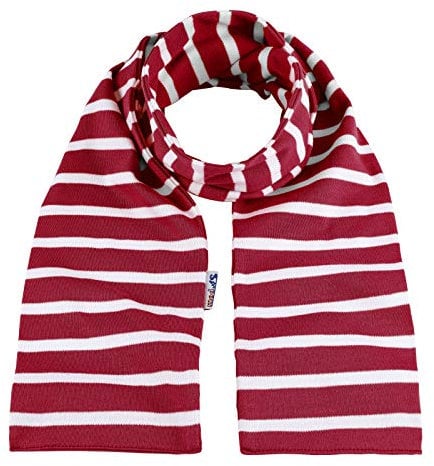 modAS Unisex Bretonischer Schal mit Streifen und uni verschieden Farben - Herrenschal Damenschal Kinderschal 20x160 cm in Rot-Weiß