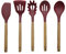 Barbary & Oak BO832234RED Foundry 5-Piece Silicone Utensil Set, Ash Wood with Silicone, Bordeaux Red