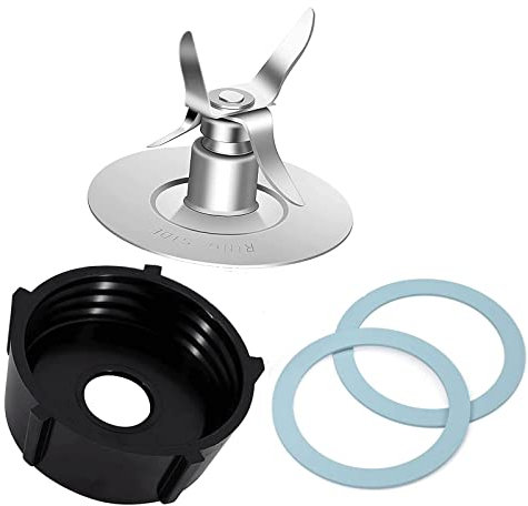 KaiSenWo Piezas de repuesto para conjunto de cuchillas de licuadora Oster con cuchilla Fusion de 4 puntos 4961 y tapa inferior de tarro 4902 y 2 juntas de goma