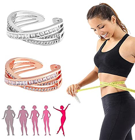 JAHER 2 Stück Moeva Twisted Rings, Ring verstellbar für Gewichtsverlust, Fidget Thermogenic Therapy Ring, offener Ring Kreuzring für Frauen (Gold+Silver)