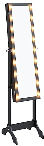 vidaXL Miroir sur Pied Blanc avec LED Noir 34x37x146 cm