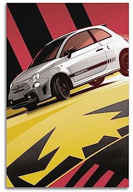 JONZA Rennauto-Poster für Abarth 595 Sportauto, dekoratives Gemälde, Leinwand, Wand- und Kunstbild, Familien-Schlafzimmer, Dekoration, 40 x 60 cm