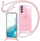 Yichxu Handyband für Samsung Galaxy S22 Hülle mit Band, Glitzer Herz Silikon Handyhülle Kordel zum Umhängen, Schutzhülle mit Kette TPU Gel Stoßfest Handy Necklace Hülle für Samsung S22 5G, Rosa