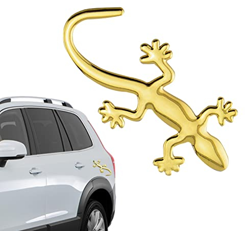 Povanjer Gecko-Autoaufkleber, Mode -Gecko-Form | Reines Metall-Chrom-Abzeichen-Logo-Aufkleber, Auto-Aufkleber, Karosserie-Block-Kratzer-Aufkleber, Wasserdichter Sonnenschutz, Extra Langlebig