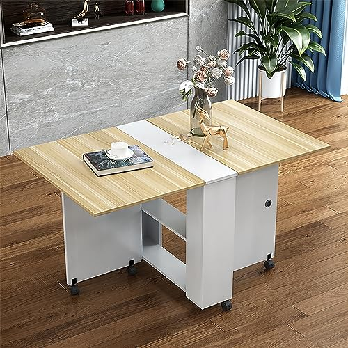 Klappbarer Esstisch, Drop-Leaf-Tisch mit 6 Rollen, Küchentisch mit 2-lagigen Ablageflächen, multifunktionale Erweiterung, platzsparender Esstisch für das Esszimmer im Schlafzimmer (Color : A, Size :