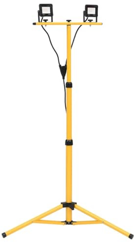 vidaXL LED Fluter mit Stativ Außenstrahler Scheinwerfer Baustrahler Flutlicht Gartenstrahler Arbeitsscheinwerfer Arbeitsleuchte 2x10W Warmweiß
