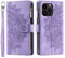 VEEMOS Wallet Case for iPhone 14 Pro Max Flower Flip Case Protective Leather Folio Book Phone Cover with Card Slots Kickstand Zipper Pocket - Purple